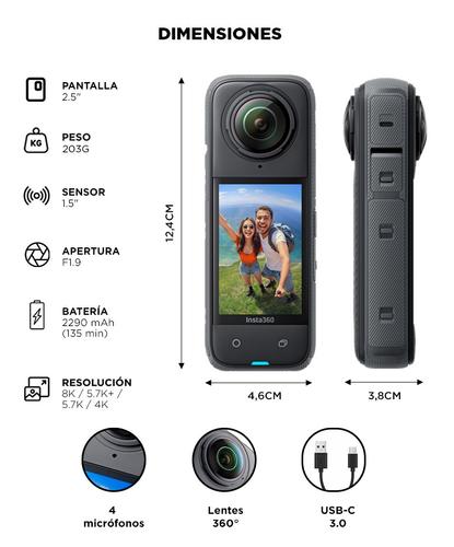Cámara Insta360 X4 De Acción Inmediata 8k Waterproof 360 - 5