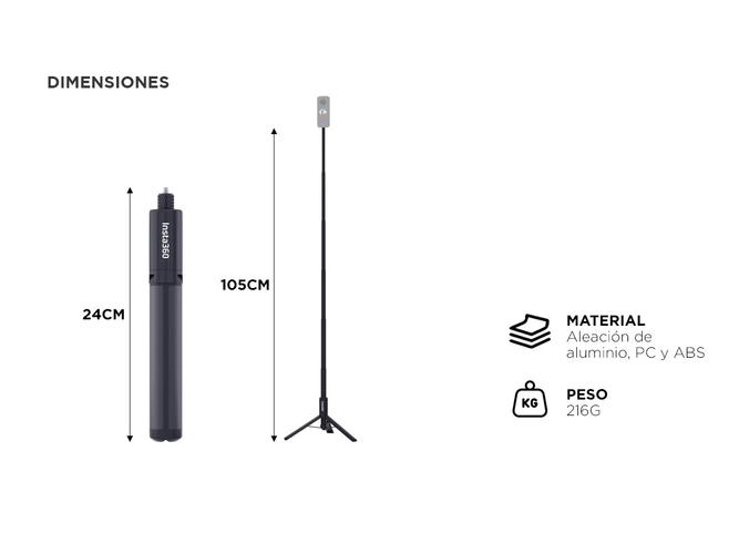 Selfie stick Invisible  trípode Insta 360 2 en 1  - 3