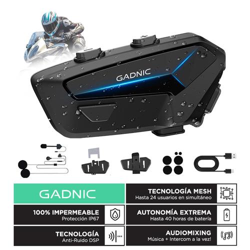 Intercomunicador De Moto Gadnic M7 Casco 24 pilotos MESH BT IP67 Cancelación DSP  - 0