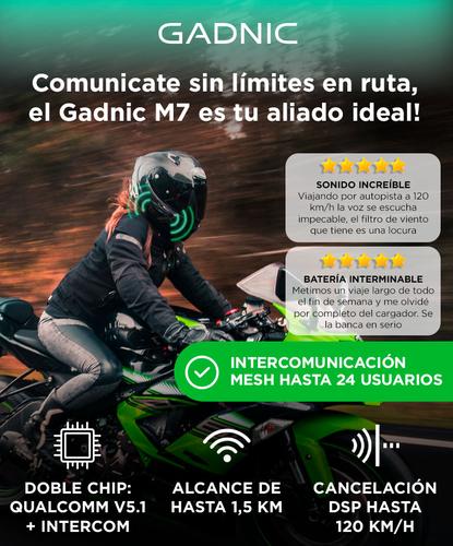 Intercomunicador De Moto Gadnic M7 Casco 24 pilotos MESH BT IP67 Cancelación DSP  - 1