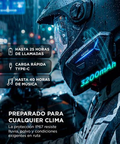 Intercomunicador De Moto Gadnic M7 Casco 24 pilotos MESH BT IP67 Cancelación DSP  - 4