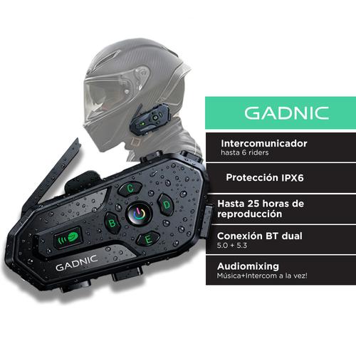 Intercomunicador Para Moto Gadnic BT Para 6 Riders IPX6 Casco  Hasta 500M - 0
