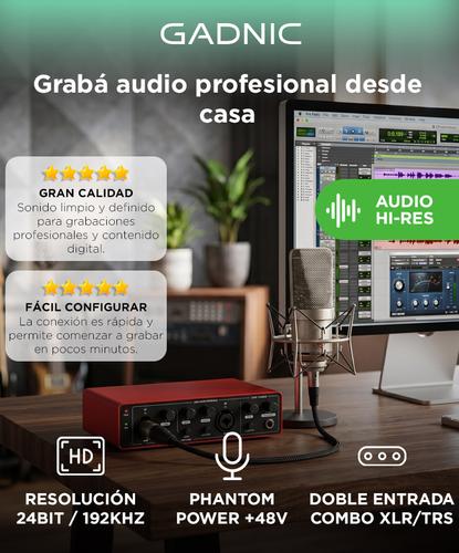 Interfaz De Audio Gadnic 24Bit 192kHz Phantom Power +48V Grabación Profesional Para Streaming - 1