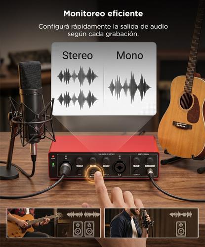 Interfaz De Audio Gadnic 24Bit 192kHz Phantom Power +48V Grabación Profesional Para Streaming - 4