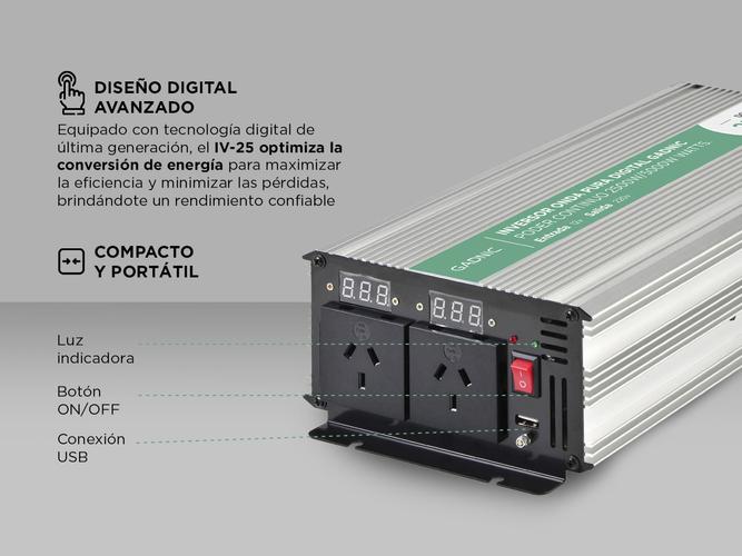 Inversor Onda Pura Digital Corriente Gadnic IV-25 2500w DC-AC - 4