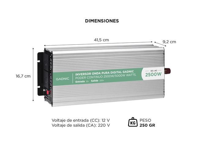 Inversor Onda Pura Digital Corriente Gadnic IV-25 2500w DC-AC - 5