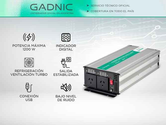 Inversor Onda Pura Corriente 1200w Gadnic IV-12 Digital - 1