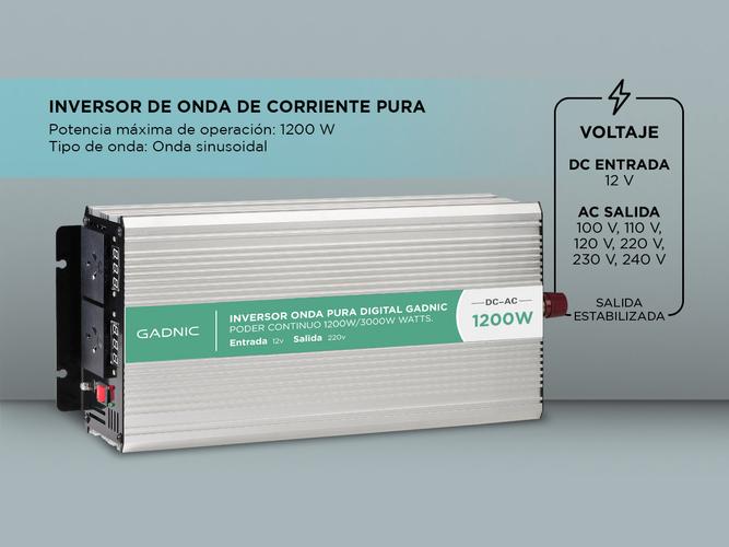 Inversor Onda Pura Corriente 1200w Gadnic IV-12 Digital - 2