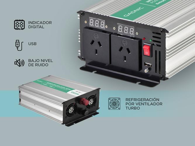 Inversor Onda Pura Corriente 1200w Gadnic IV-12 Digital - 3