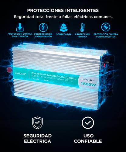 Inversor Onda Pura Corriente 1200w Gadnic IV-12 Digital - 4