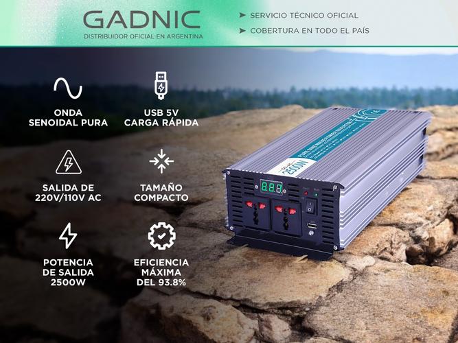 Inversor Gadnic 2500w Pico 5000w 12v 220v Convertidor Ideal Camping Náutica Motorhome - 1