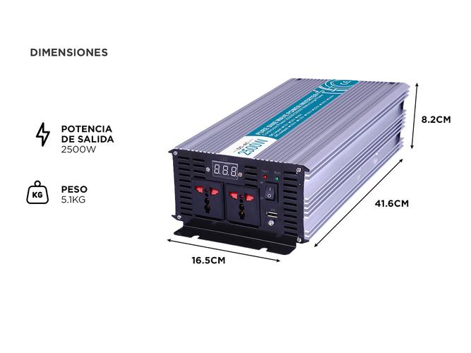 Inversor Gadnic 2500w Pico 5000w 12v 220v Convertidor Ideal Camping Náutica Motorhome - 5