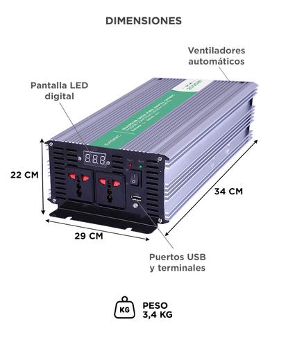Inversor Gadnic 2500w Pico 5000w 12v 220v Convertidor Ideal Camping Náutica Motorhome - 5