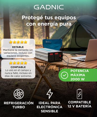 Inversor Onda Pura Gadnic IV 15 2000W Entrada 12V Salida 220V USB Ventilador Turbo Salida Estabilizada Bajo Ruido - 1