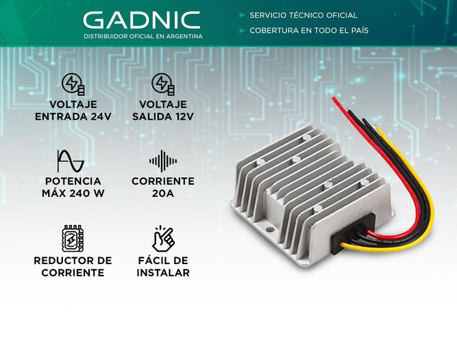 Reductor Convertidor  Conversor De Tensión Gadnic 24v A 12v 20 Amp - 1