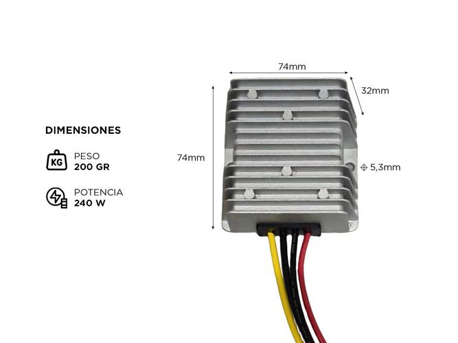 Reductor Convertidor  Conversor De Tensión Gadnic 24v A 12v 20 Amp - 3