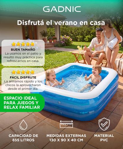 Pileta Inflable Rectangular Gadnic Familiar 855 Lt PVC - 1