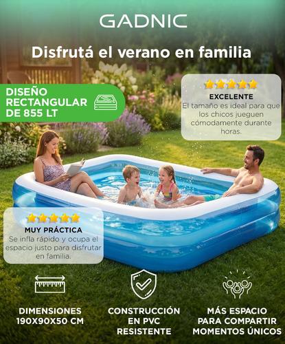 Pileta Inflable Rectangular Gadnic Familiar 855 Lt PVC - 1