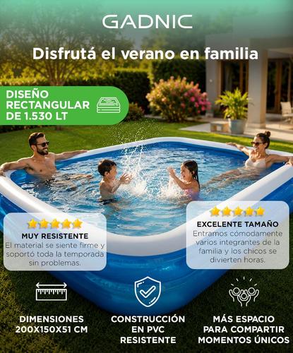 Pileta Inflable Rectangular Gadnic Familiar 1530 Lt PVC - 1