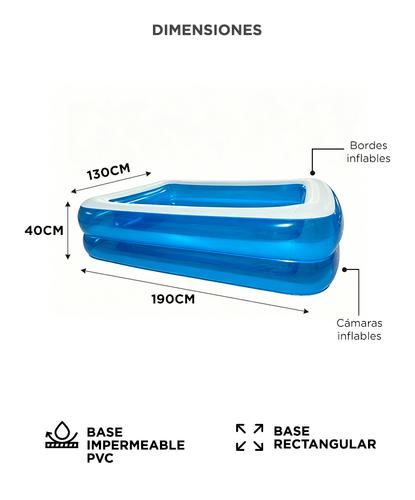 Pileta Inflable Rectangular Gadnic Familiar 1530 Lt PVC - 5