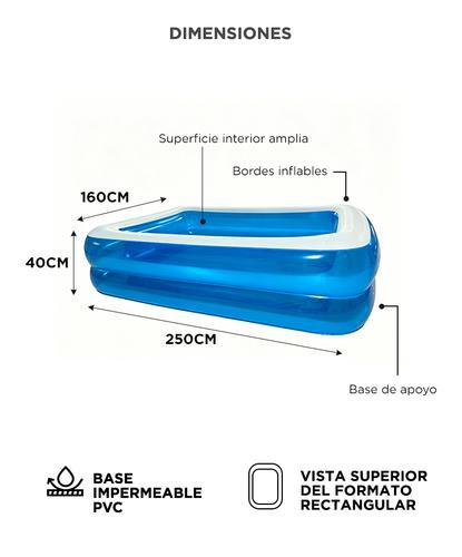Pileta Inflable Rectangular Gadnic Familiar 2321 Lt PVC - 5