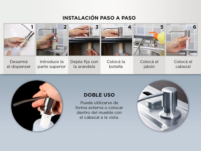 Dispenser de Jabón Líquido Gadnic Sopi Acero Inoxidable con Botella  - 2