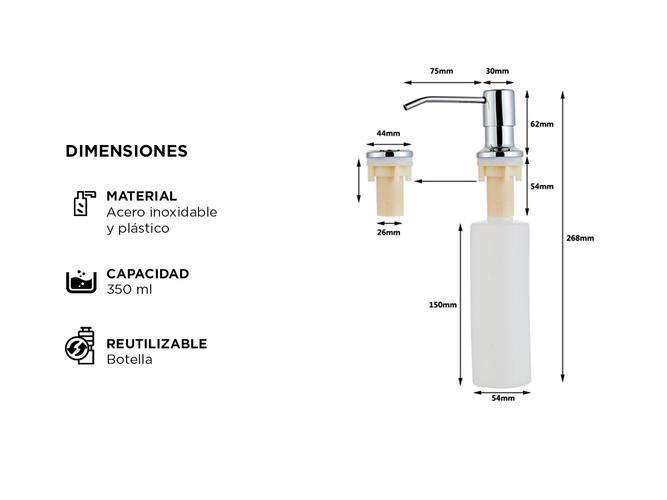 Dispenser de Jabón Líquido Gadnic Sopi Acero Inoxidable con Botella  - 3