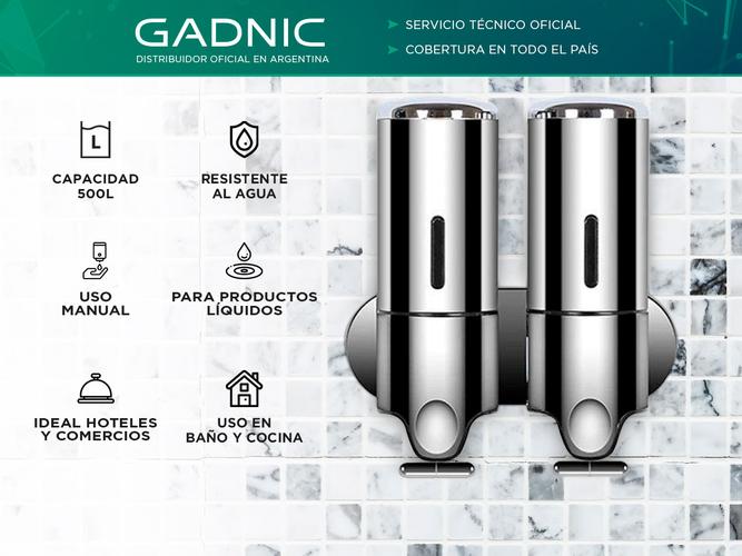 Dispenser Doble de Jabón Gadnic LSI61 Para Pared Manual Líquidos Gel - 1