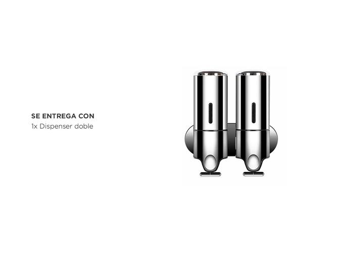 Dispenser Doble de Jabón Gadnic LSI61 Para Pared Manual Líquidos Gel - 5