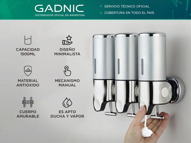 Dispenser Triple de Pared Gadnic Para Jabón Shampoo Crema  - 1
