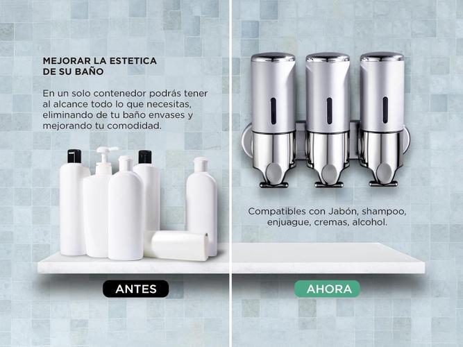 Dispenser Triple de Pared Gadnic Para Jabón Shampoo Crema  - 2