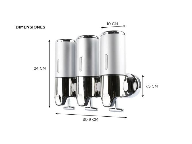 Dispenser Triple de Pared Gadnic Para Jabón Shampoo Crema  - 4