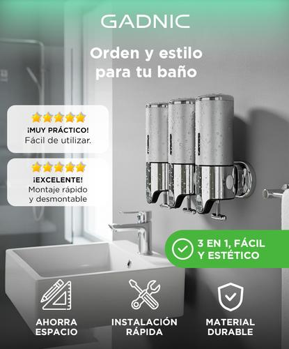 Dispenser Triple de Pared Gadnic Para Jabón Shampoo Crema  - 1