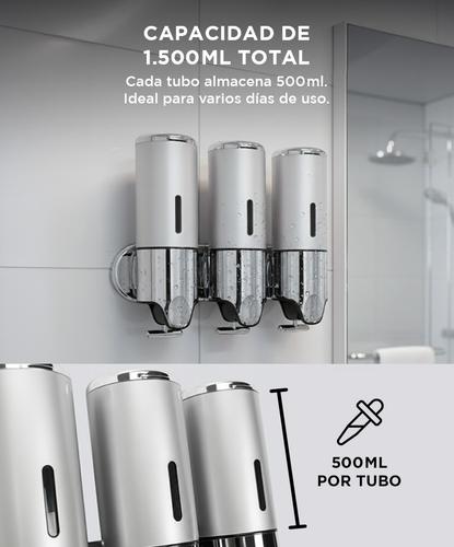 Dispenser Triple de Pared Gadnic Para Jabón Shampoo Crema  - 2