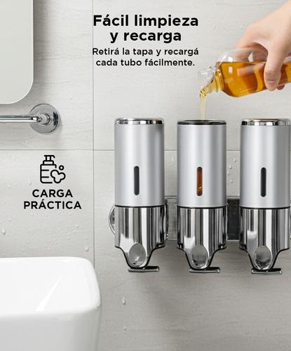 Dispenser Triple de Pared Gadnic Para Jabón Shampoo Crema  - 3