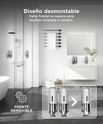Dispenser Triple de Pared Gadnic Para Jabón Shampoo Crema  - 4