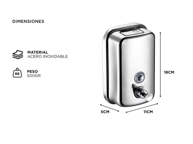  Dispenser de Jabon Liquido Gadnic Metalico 800ml Baño y Cocina - 3