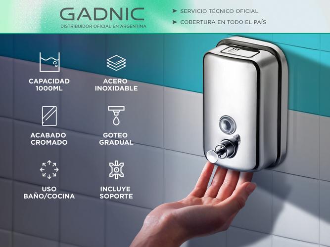 Dispenser de Jabon Liquido Gadnic Metálico 1000ml Baño y Cocina - 1