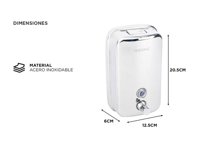 Dispenser de Jabon Liquido Gadnic Metálico 1000ml Baño y Cocina - 3