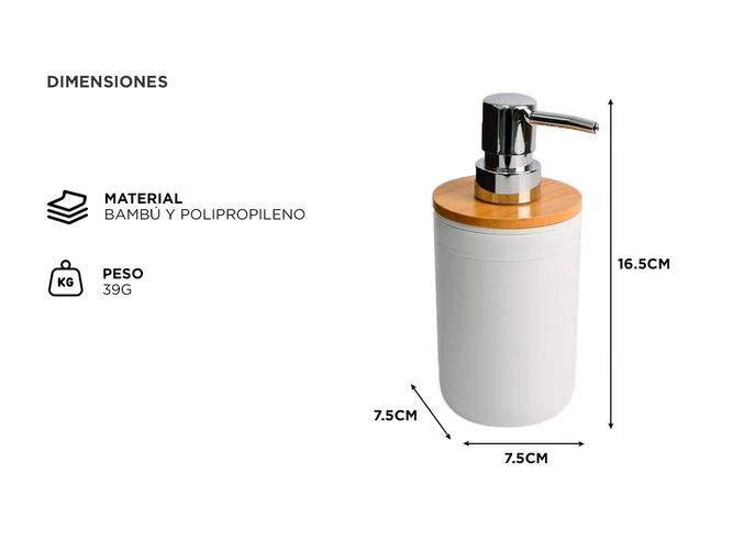 Dispenser de Jabon Liquido Gadnic Dosificador Bamboo  - 3