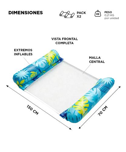 Hamaca de Agua Gadnic Pack x2 Colchoneta Inflable Portátil Pileta - 5