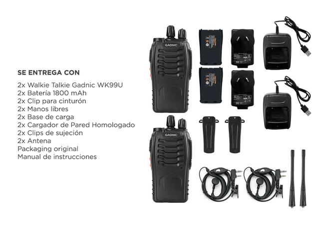 Handy Gadnic WK99U Kit x2 5w 16CH UHF Hasta 10km + Manos Libres - 6