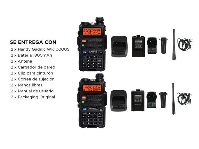 Handy Gadnic Wk1000us Kit x2 Bi-Banda 10w 128CH Hasta 12km - 6