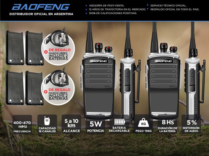 Handy Baofeng KS-305 Profesional Kit x2 5w Hasta 10km + 4 Baterías y 2 Manos Libres - 1