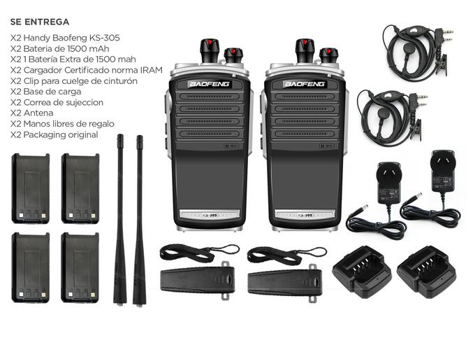 Handy Baofeng KS-305 Profesional Kit x2 5w Hasta 10km + 4 Baterías y 2 Manos Libres - 5