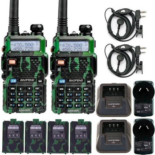 Handy Baofeng UV-5R 8w Camuflado Bi-Banda Kit x2 Hasta 12km + 4 Baterías y 2 Manos Libres - 0