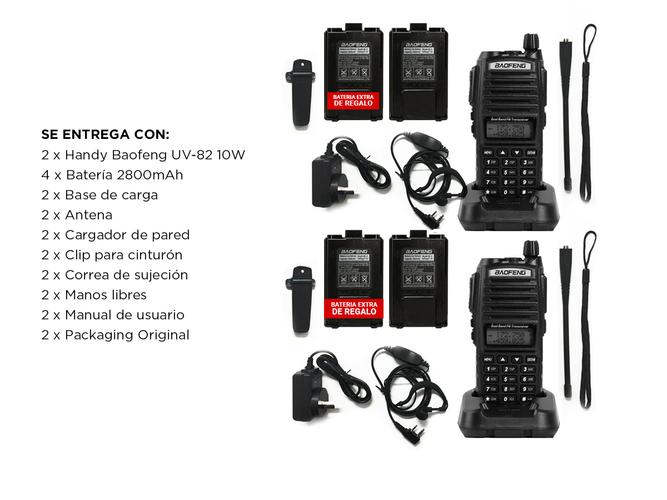 Handy Baofeng UV-82 10w Kit x2 Bi-Banda 128CH Hasta 20km + 4 Baterías y 2 Manos Libres - 6