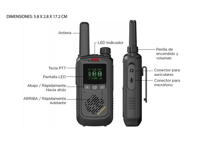 Handy Baofeng BF-T17 Kit x6 16CH UHF Display LCD + 12 Baterías y 6 Manos Libres - 5