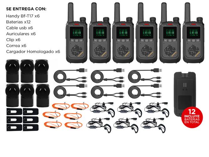 Handy Baofeng BF-T17 Kit x6 16CH UHF Display LCD + 12 Baterías y 6 Manos Libres - 6