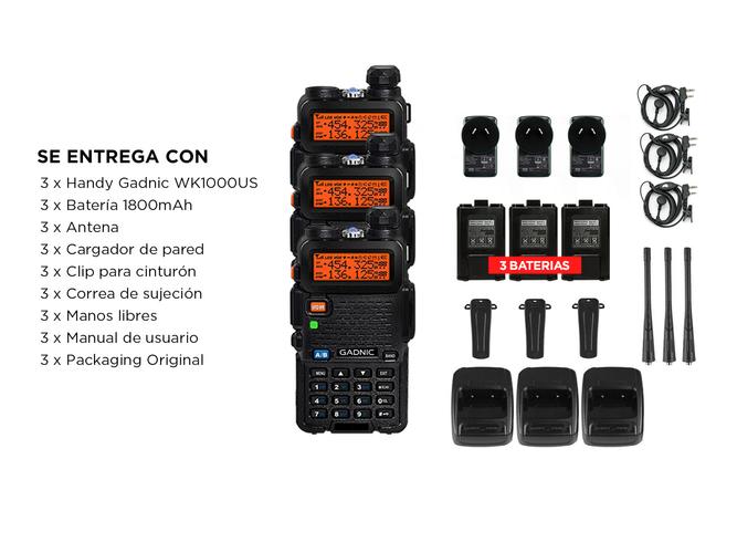 Handy Gadnic Wk1000us Kit x3 Bi-Banda 10w 128CH Hasta 12km - 6